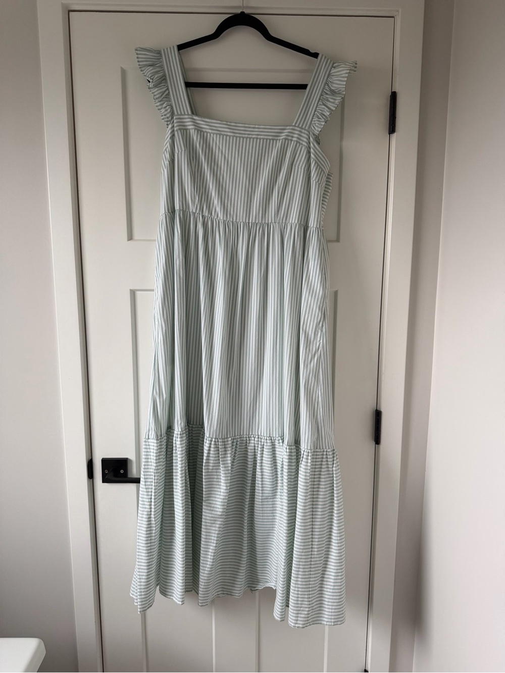 Gal Meets Glam Jasmine Light Mint Green Striped Square-Neck Maxi Dress